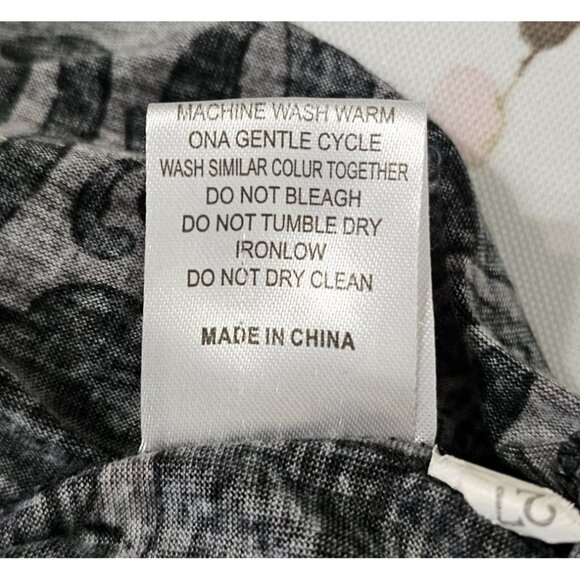 Black & Gray Floral Patterned 3/4 Sleeve Tunic/Dress By Reborn Sz L Dark Goth - Picture 8 of 8